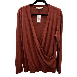 Loft Womens Rust Wrap Front Sweater XXL Viscose/Nylon/Wool Office Wear Casual